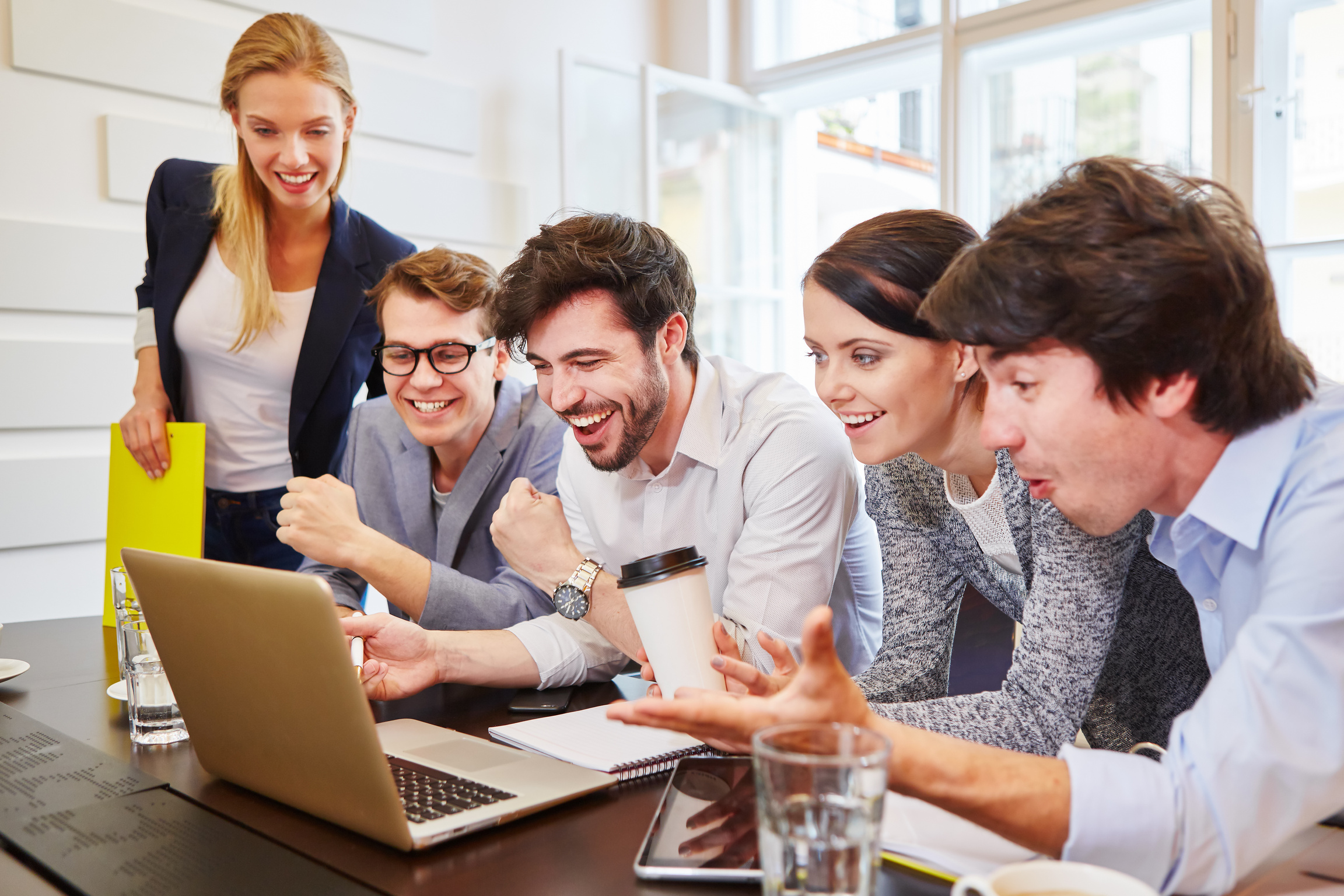 Happy Team Training with Computer